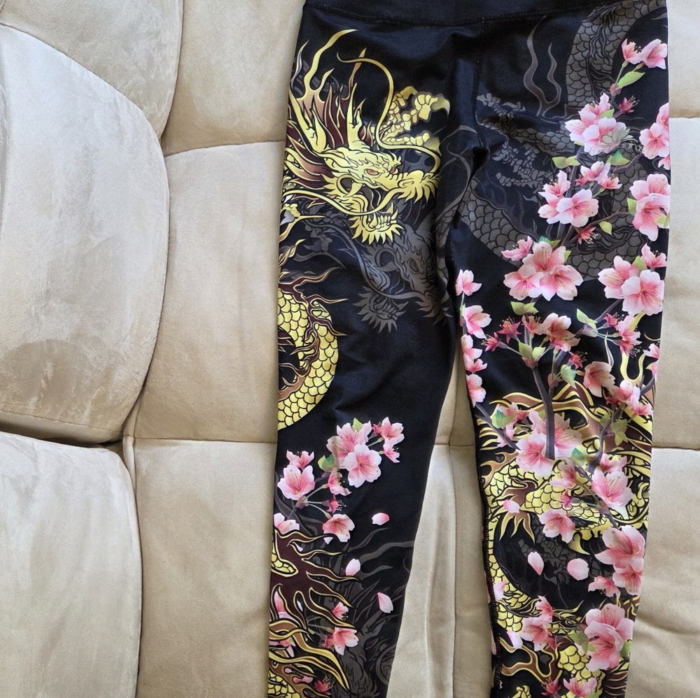 Floral Dragon Print Leggings